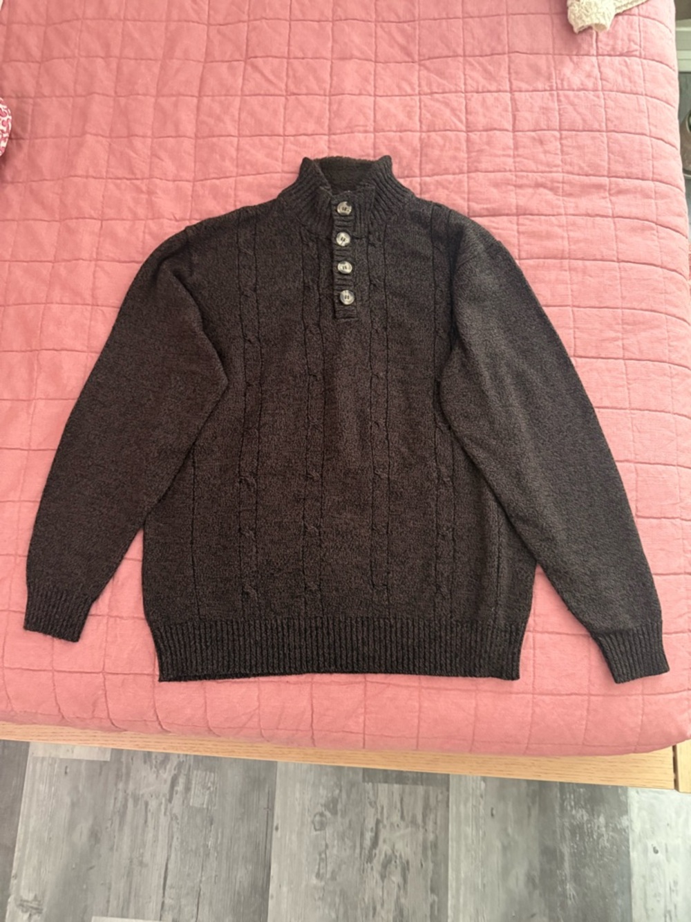 Oscar De La Renta Men's Button-Neck Sweater - Brown